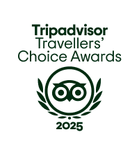 TCBR_transparent_BF Logo_LL_2025_RGB Tripadvisor Travellers' Choice Awards 2025 logo with owl and laurel design.